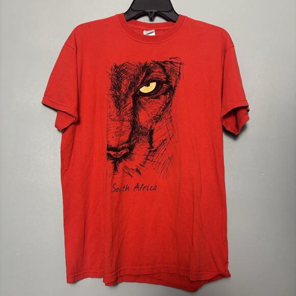 Vintage Y2K Big Cat Animal Shirt Red Men’s Women’s 2000 Large - Picture 1 of 8